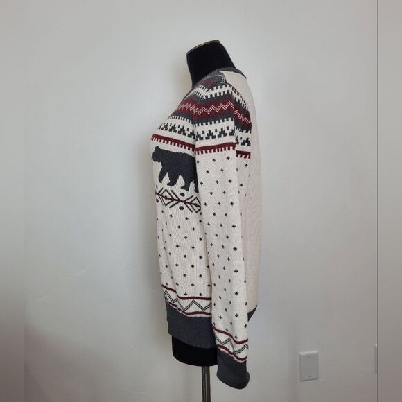 Lands End Sweater 100% Cotton Cozy Cabin Mountain Camping Thick Soft Large - Picture 10 of 12